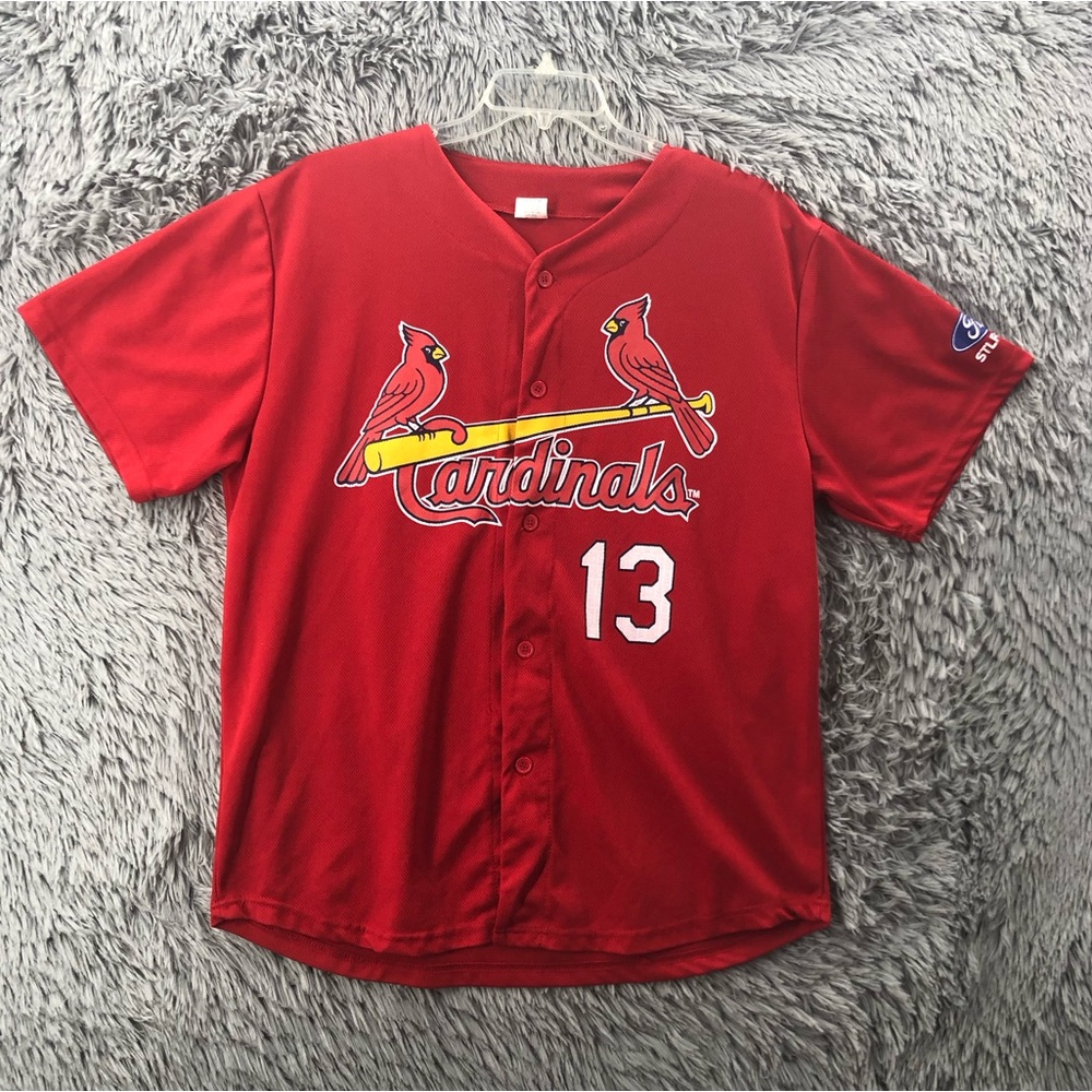 St Louis Cardinals Jersey Mens XL Baseball button Down Jersey Logo Spellout